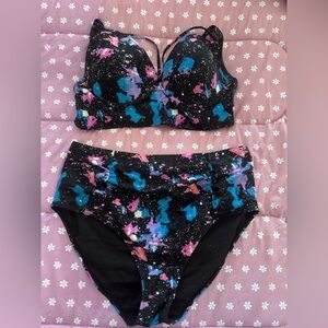 Colorful Galaxy Print Bikini Set